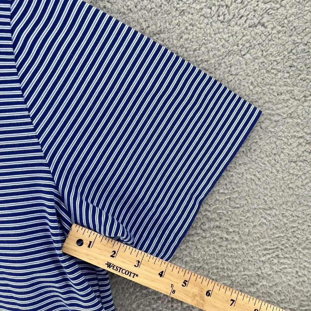 Polo Ralph Lauren Golf Shirt Men XL Blue Striped Performance Polo LAKE NONA